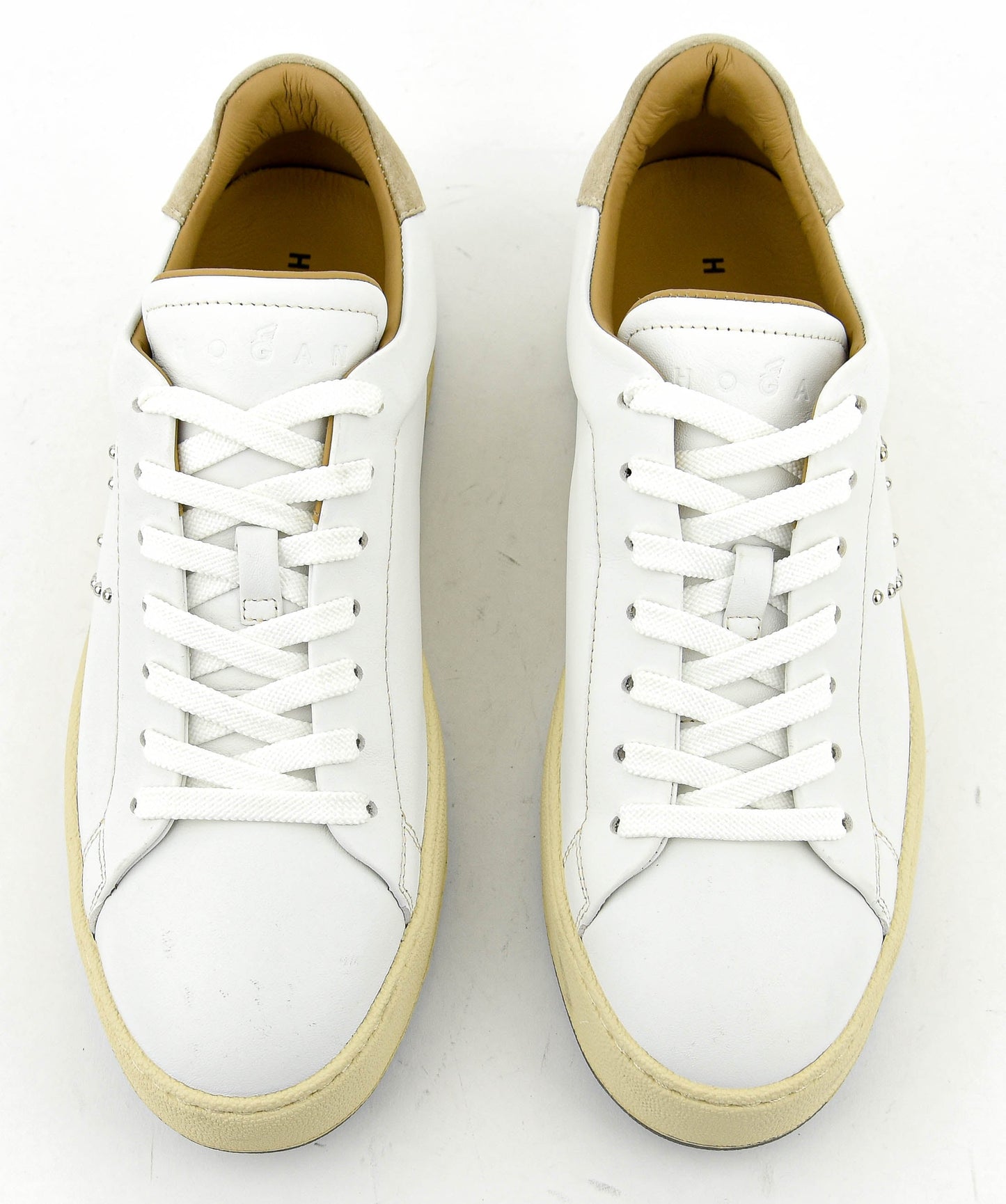 HOGAN H672 SNEAKER WHITE CAMEL STUDS